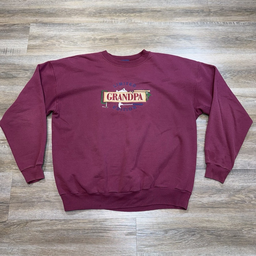 VTG M&C Sport Brand Sweatshirt Mens Extra Large Maroon "Limited Edition Grandpa"